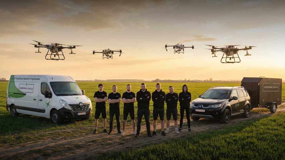 Послуги агродронів, обприскування полів дронами, агродрони