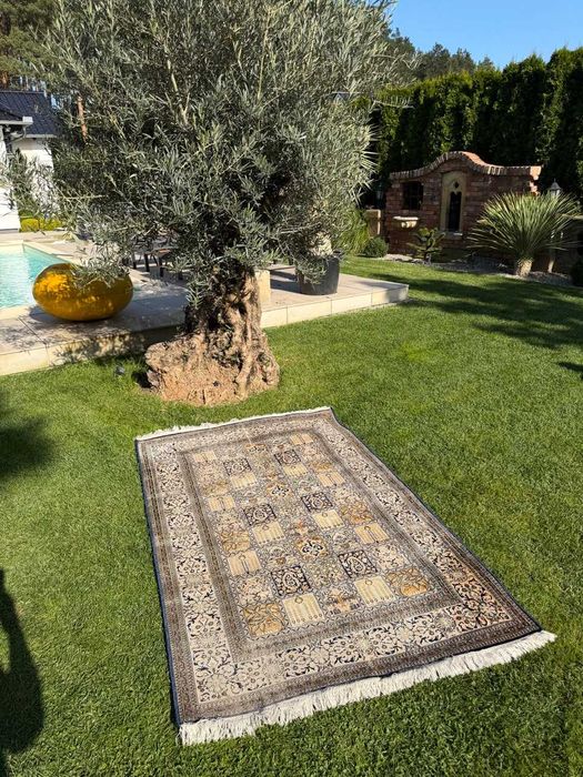 Vintage Jedwabny r. tkany dywan perski GHOUM / Qom 200x125 gal. 6 tyś