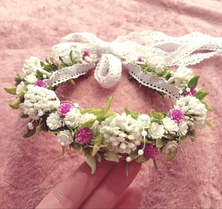 Wianek na głowę komunia ręcznie robiony dla dziewczynki hand made
