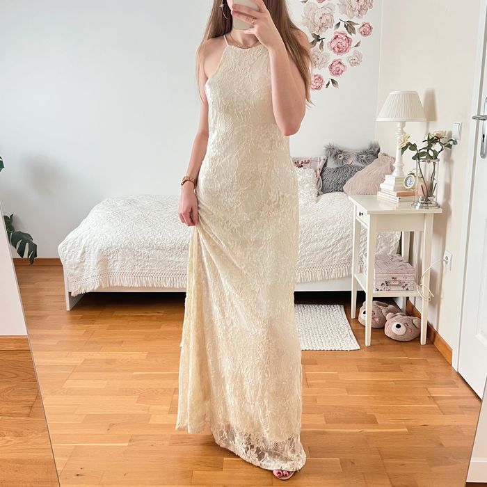 Długa sukienka VERO MODA Bridal S 36 koronkowa cekinowa lou maxi ślub