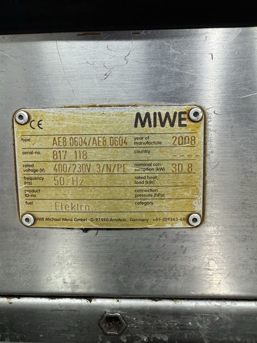 Пекарська піч MIWE aero AE8.0604 з парою 16×600×400