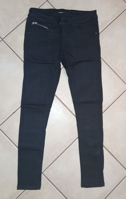 Jeansowe czarne spodnie never denim XS