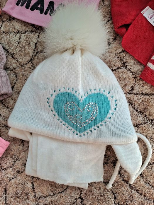 Шапка плюс шарф комплект зима 1.5 - 3 года 46 48