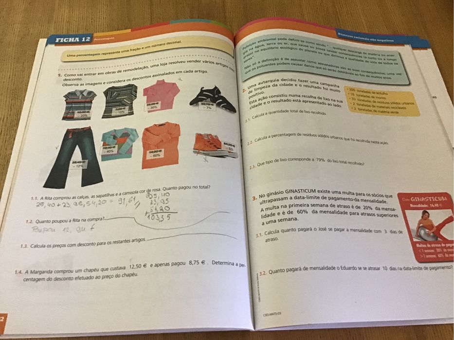 Dois livros de exercícios de Matemática, 5.º ano