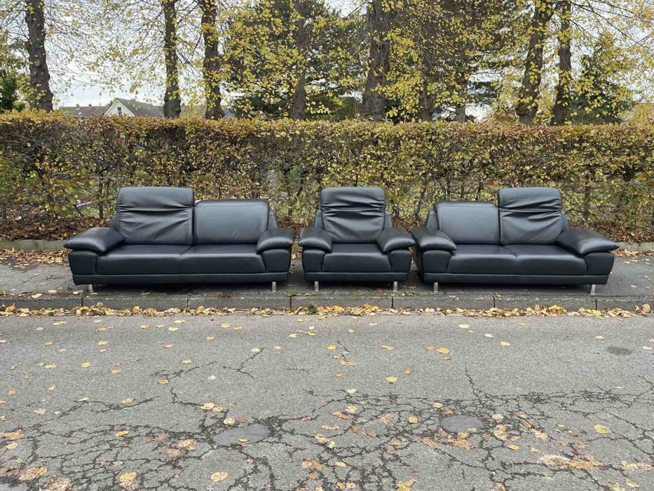 Диван натур кожа, комплект, кут, крісло, меблі з Європи. Доставка