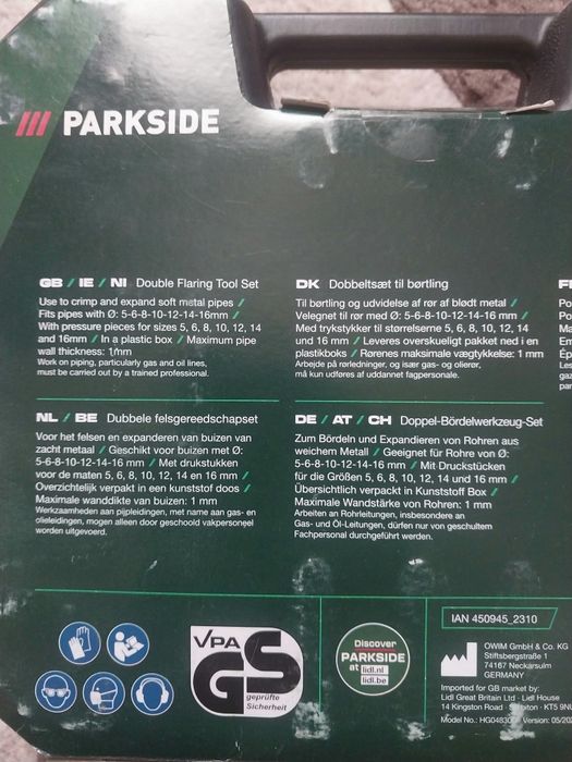 Набір для розвальцювання трубок Parkside