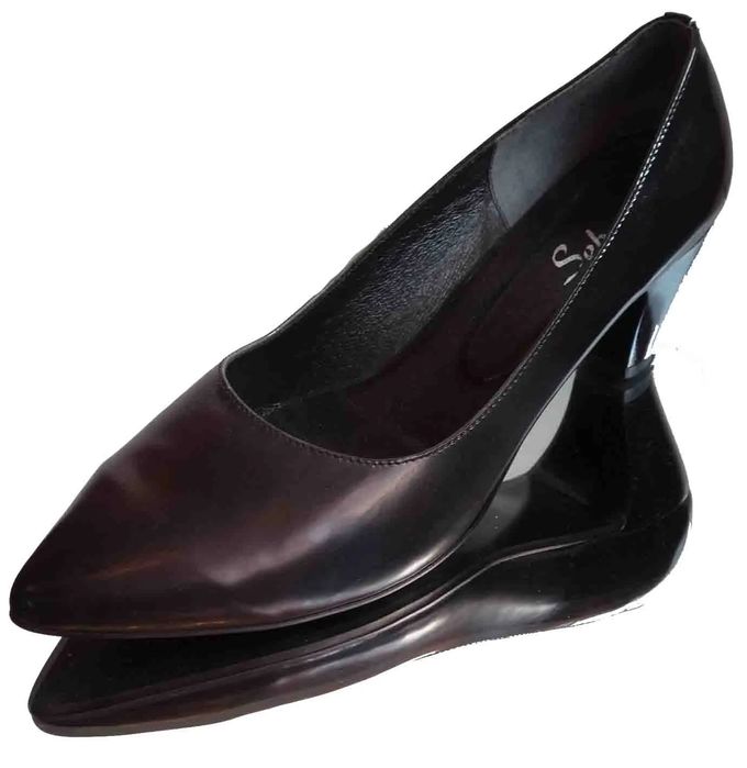 Czółenko szersze  skórzane czarne cieniowane 39