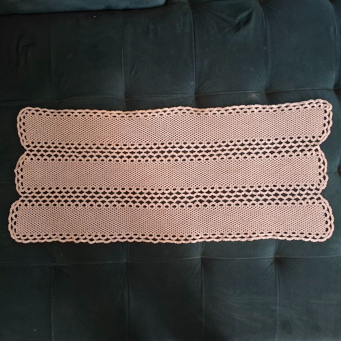 vintage piekny szydełkowany obrus serweta 90 x 39 cm