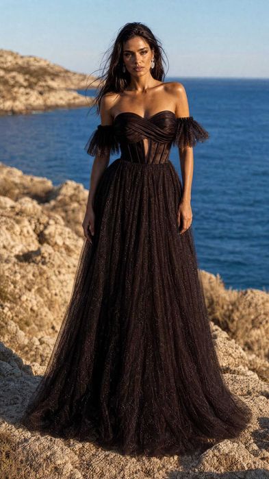 Zjawiskowa suknia na studniówkę Ortis Glamoure Black R36 Polski produc