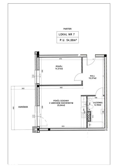 Mieszkanie Nr 7 - Parter - 54,68m2
