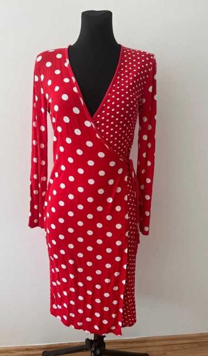 Sukienka czerwona w grochy 36/38 S/M,  Missguided