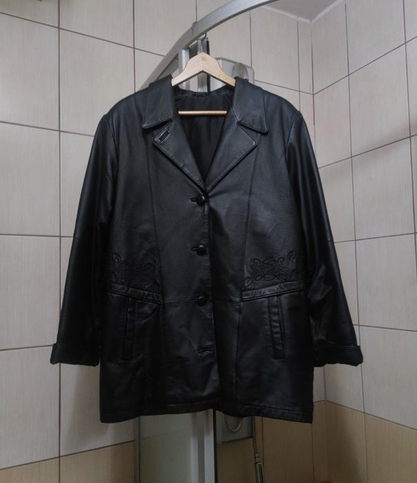 płaszcz kurtka XXL skórzana leather coat trench leather jacket skóra n