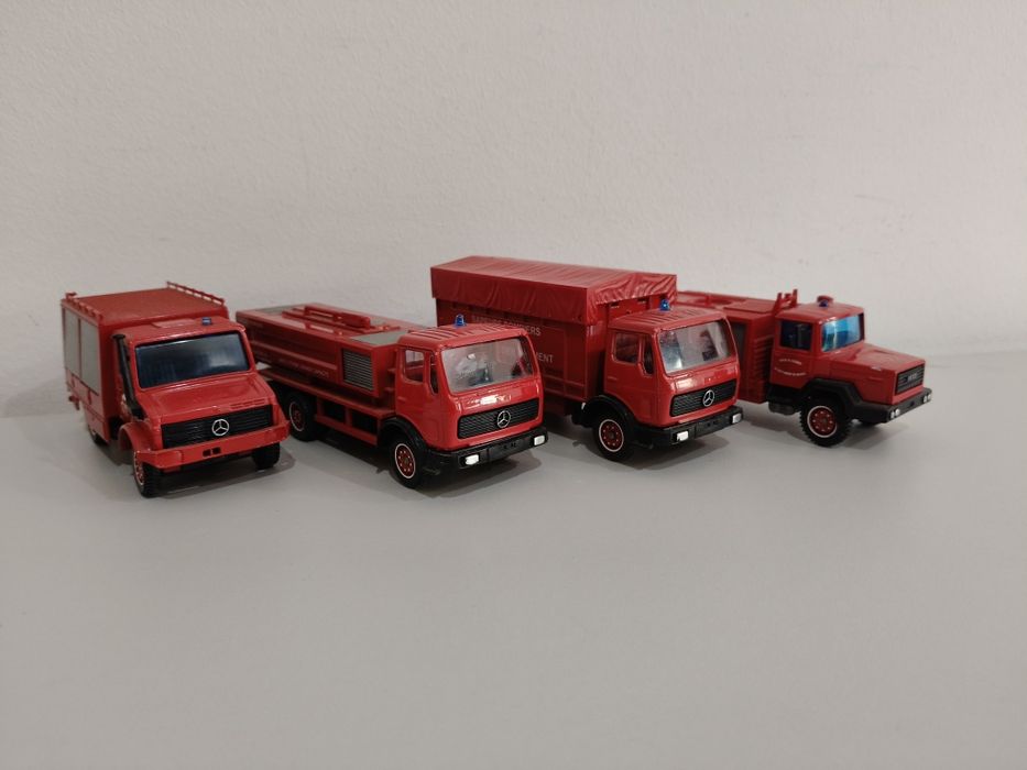 Miniaturas de veículos de bombeiros, escala 1:50 e 1:55