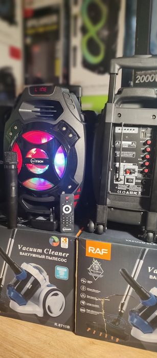 Блютуз акустика Караоке Temeisheng-Q7 USB/FM/Пульт ДУ/микрофон/