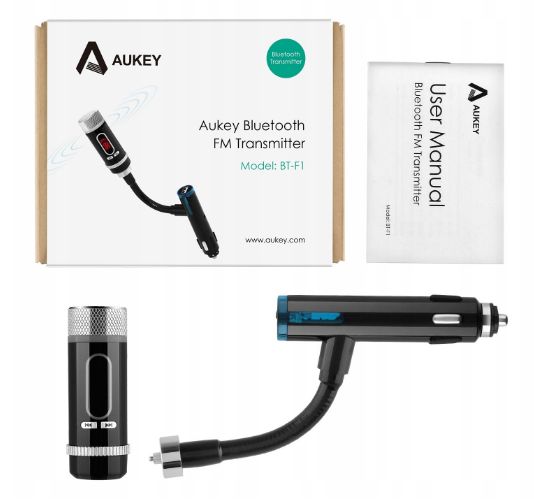 AUKEY BT-F1 TRANSMITER FM Ładowarka BLUETOOTH mikrofon zdejmowany top