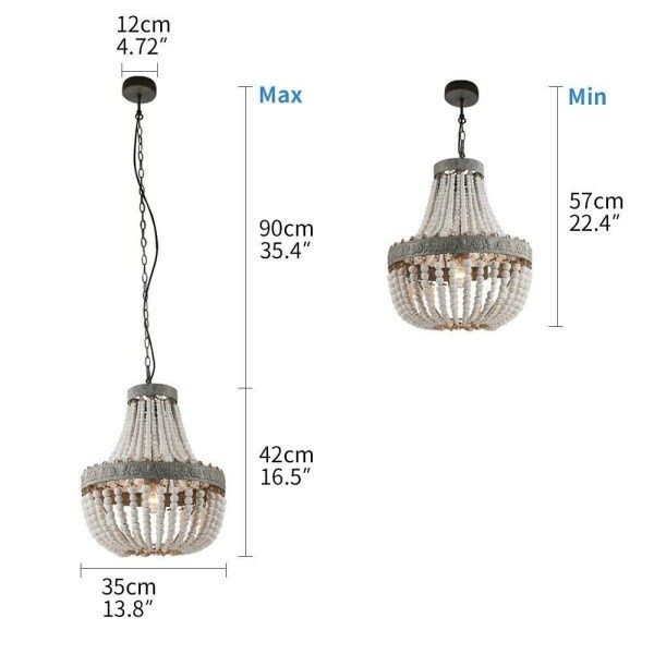 Newrays Retro Loft Vintage Rustykalne okrągłe drewniane perły lampa wi