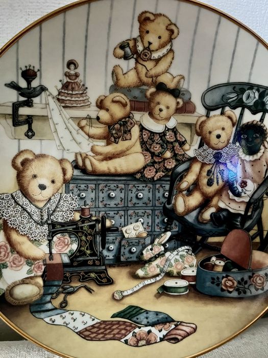 *Elegancki Kolekcjonerski Franklin Mint Teddy Bear Miś Talerz Vintage