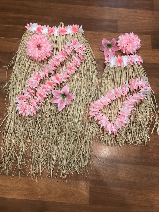 гавайская лея пышная , гавайские бусы, браслет, цветок, гавайская юбка