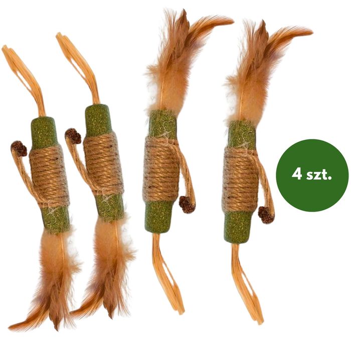 Kocimiętka dla kota, Matabi z piórkiem do czyszczenia zębów - 4 sztuki