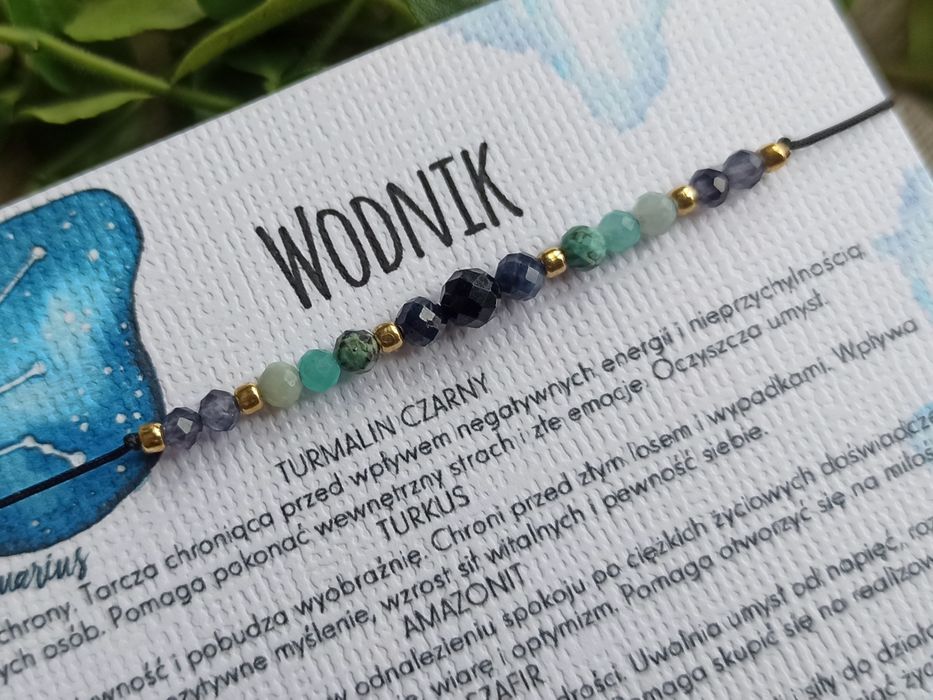Wodnik bransoletka na szczęście, kamienie amulet