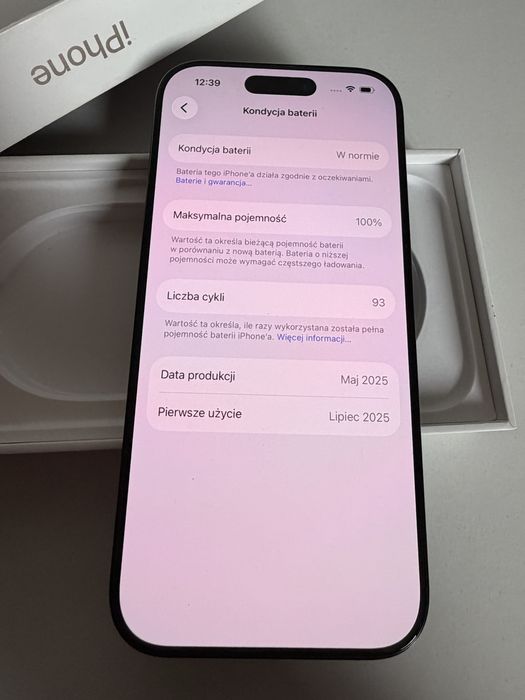 Bateria 100%  iPhone 16 Pro 256gb Black Titanium Stan Idealny