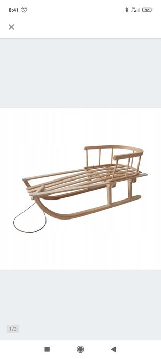 Sanki drewniane z oparciem plus ocieplacz