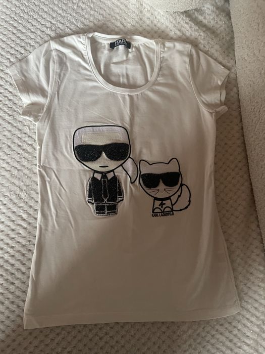 Kremowy tshirt Karl