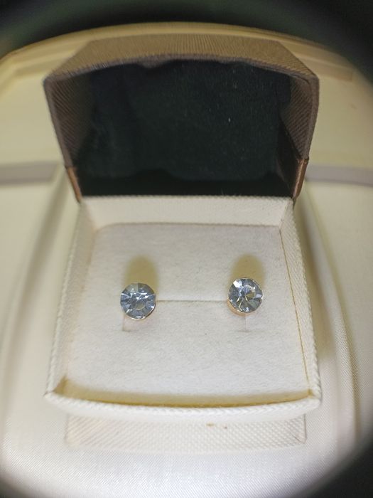 Srebro pozłacane kolczyki sztyfty 925 piękna cyrkonia