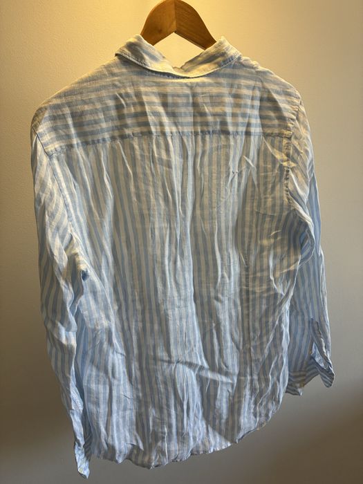 Camisa de linho Listrada Azul Massimo Dutti