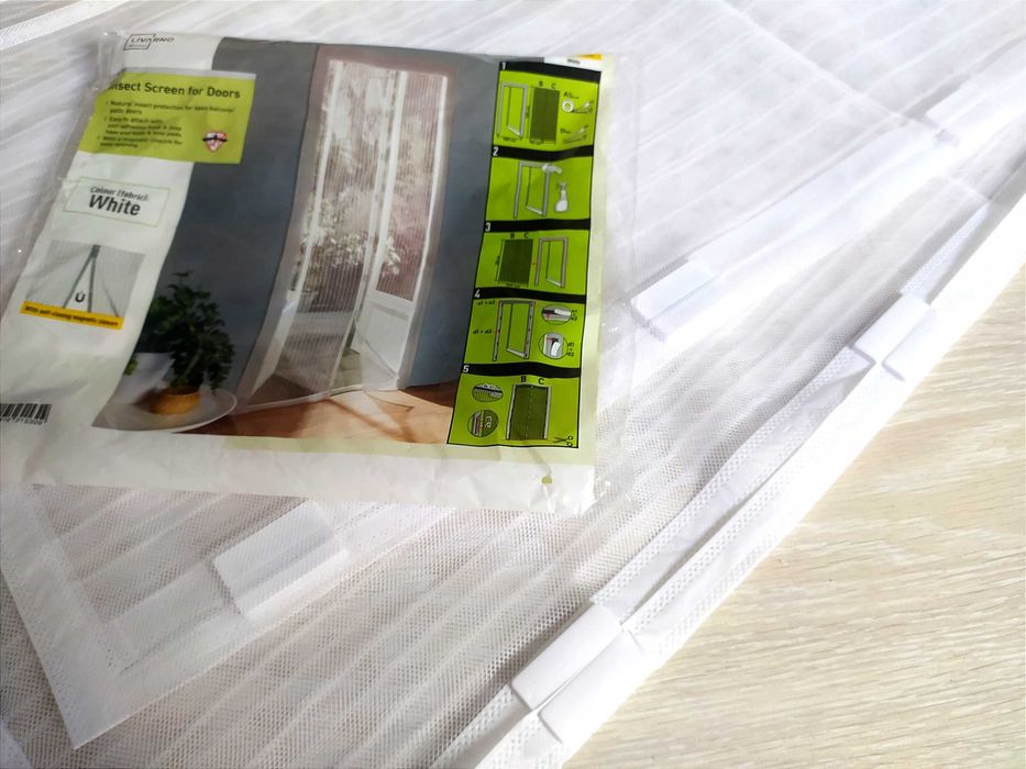 Moskitiera na okno balkonowe z magnesem Biała magnetyczna 100x220 nowa