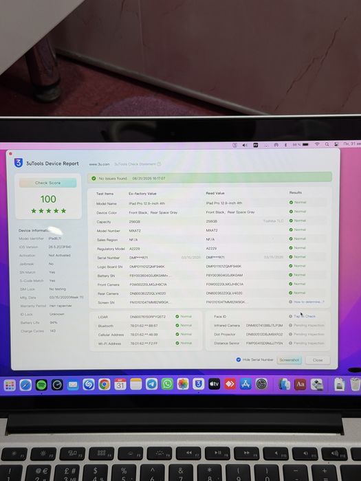 Ipad Pro 12.9 4-generation,256,акб 94,icloud,ios 26.5.2,в идеальном состоянии