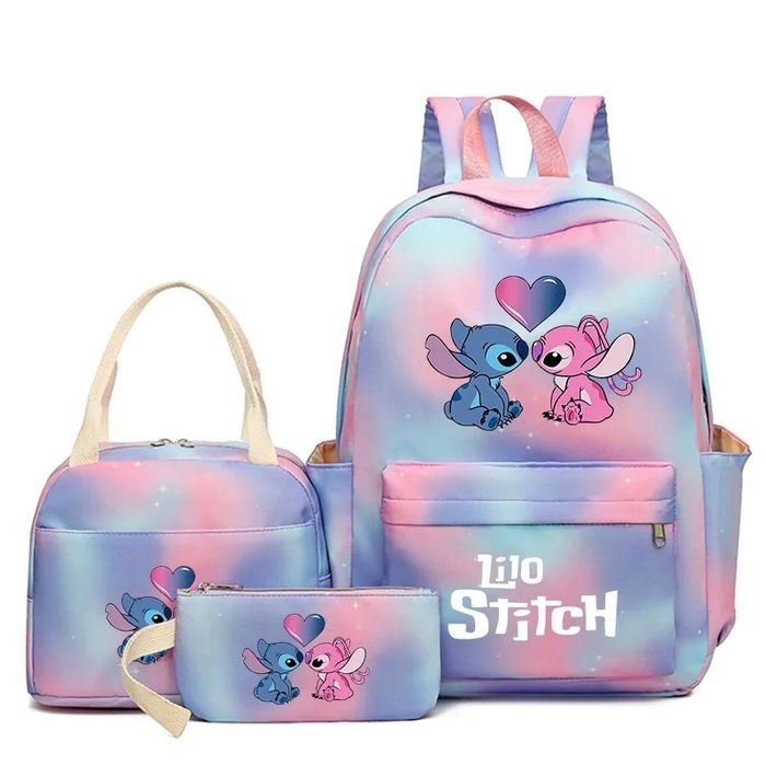 Mochila conjunto escolar stitch