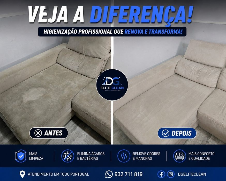 Limpeza e Higienização de Estofados  DG Elite Clean