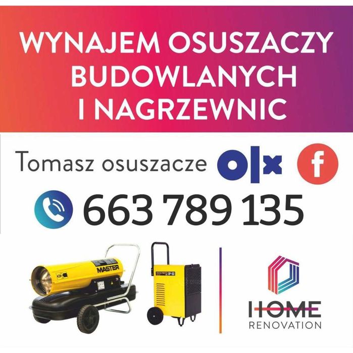 Wynajem osuszaczy powietrza nagrzewnic Wypożyczę Wynajmę Wypożyczalnia