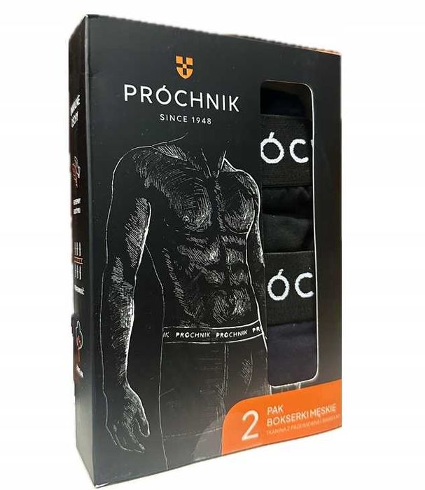 PRÓCHNIK bokserki męskie bawełniane Czarny/Granat lub Czarny Bordo 2 PAK XL