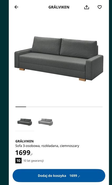 Sofa kanapa Ikea Grälviken rozkładany