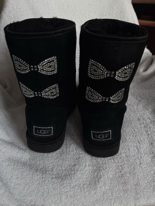 Сапоги угги ugg 39р черные кожа овчина