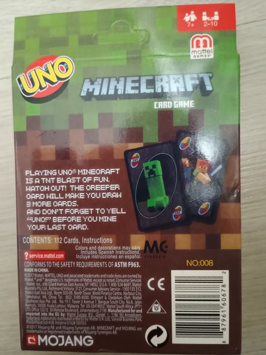 Уно гра Майнкрафт Mattel