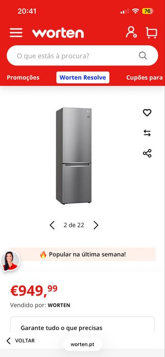 Frigorífico Combinado LG GBB71PZVCN (No Frost - 186 cm - 341 L - Cinzento)