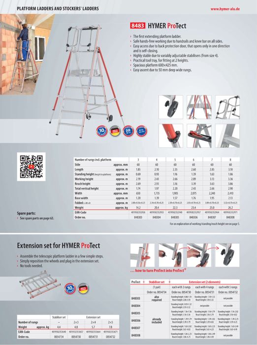 Escadas com plataforma HYMER ProTect 8483 (Alemanha)