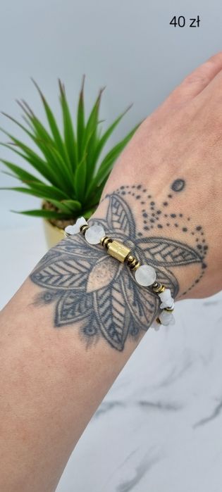 Bransoletka na gumce blueberry kolor złoty biały stal chirurgiczna