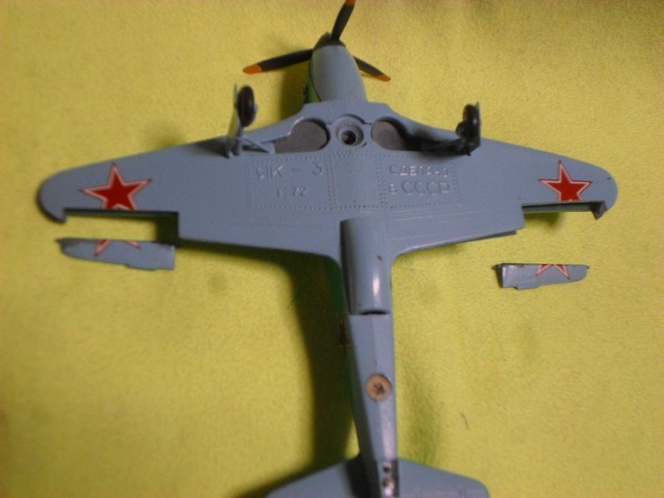 ЯК-3 - воздушный истребитель ВОВ, масштаб 1:72, металл, Сделано в СССР