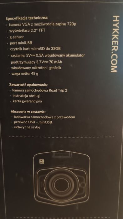 Kamera samochodowa, rejestrator jazdy.