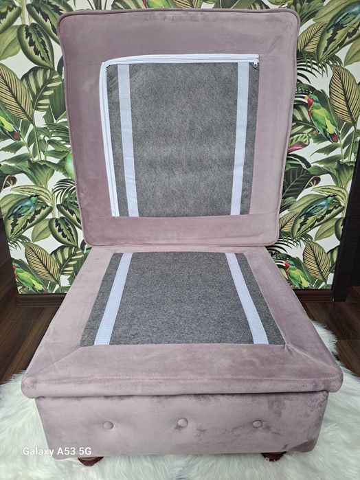 Puff puffa w pudrowo różowym kolorze 60x67x45 cm