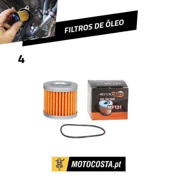 Filtros de Óleo para Motos e Motoquatro - Vários Modelos (Honda, Yamaha, Suzuki, Kawasaki, BMW, KTM e mais)