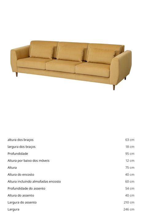 Sofá 3 lugares , Hakebo castanho amarelado - IKEA