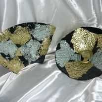 Prato Leque e Taça.. vidro trabalhado f, ouro e prata