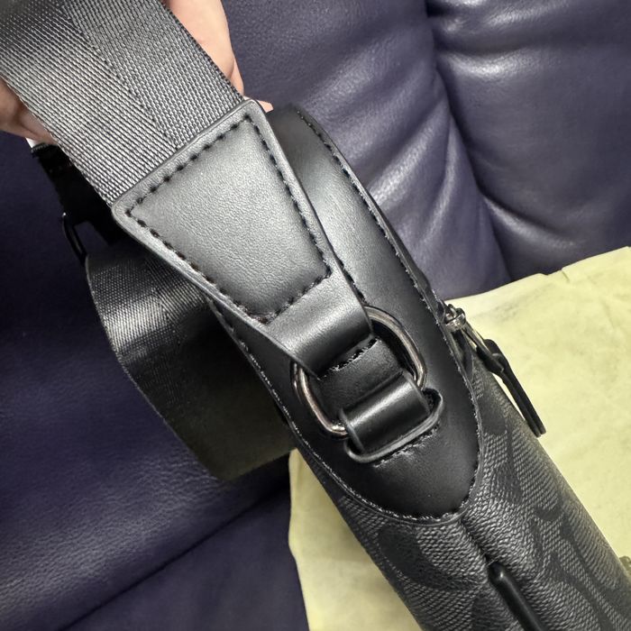 чоловіча сумка Coach монограма чорна Коач Коуч месенджер барсетка