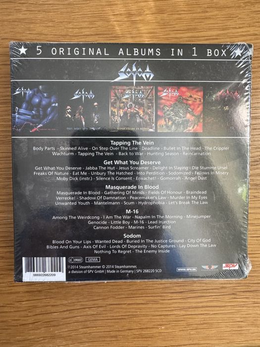 SODOM - 5 oryginalnych albumów ( 2014 Steamhammer 5 CD BOX )