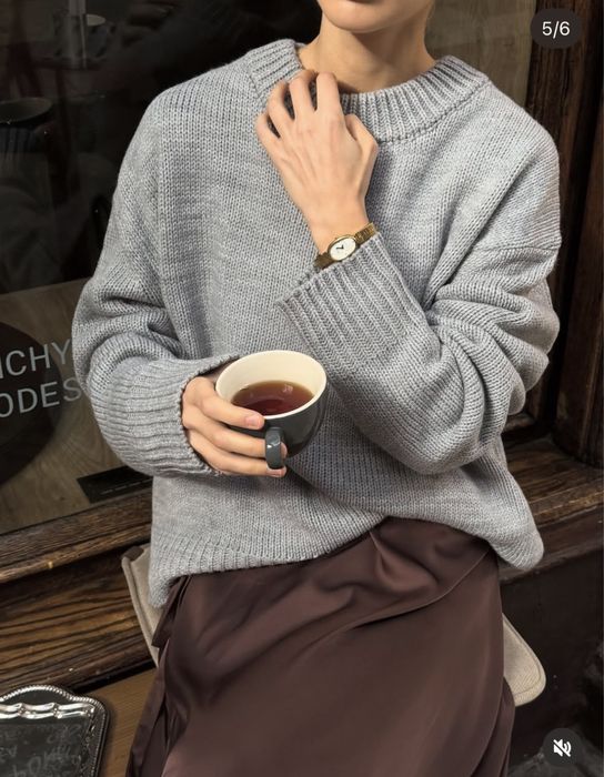 Светр вовняний сірий оверсайз Braandhaall Jolie вовняний L-XL